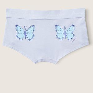 VS PINK Logo Shortie Panty Blue with Butterflies on the Back / Bum NWT